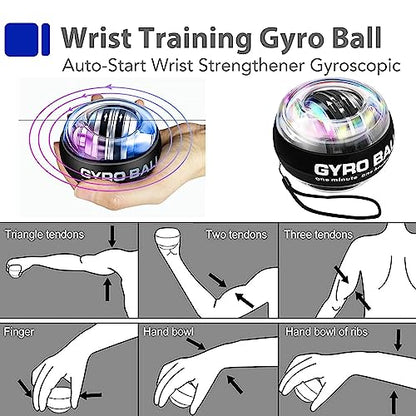 Grip Strength Trainer Kit with Finger Exerciser, Hand Grip Strengthener, Hand Extension Exerciser, Stress Relief Ball, Grip Ring, Gyro Ball for Muscle Building and Injury Recover