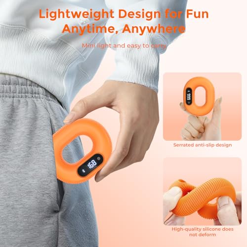 Smart Grip Strength Trainer with Bluetooth APP - Squeeze to Play Games & Scroll Video Hands-Free, Soft Silicone, Portable Hand Exercise for Strength, Stress Relief & Rehab - size: 40 LB