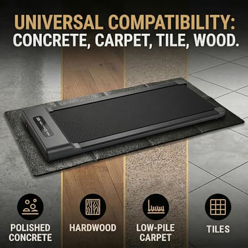 51" x 23.6" 4mm Compact Walking Pad Mat for Carpet Floors, Foldable Under Desk Treadmill Mat for Hardwood Floor,Waterproof Indoor Exercise Stationary Bike,Compact Elipitial, Gym Equipment, Black