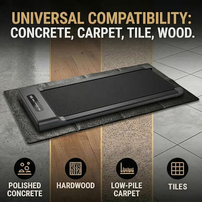51" x 23.6" 4mm Compact Walking Pad Mat for Carpet Floors, Foldable Under Desk Treadmill Mat for Hardwood Floor,Waterproof Indoor Exercise Stationary Bike,Compact Elipitial, Gym Equipment, Black