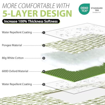ZAZE Extra Large Picnic Outdoor Blanket, 80''x80'' Waterproof Foldable Blankets Gingham Picnic Mat for Beach, Camping Grass Lawn Park Accessories Cute Couple Gifts Ideas Wedding Registry(Green White)