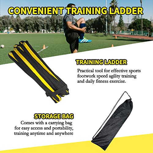 Agility Ladder Speed Training Equipment 16FT 12 Rung Footwork Sports Agility Speed Ladder for Football Basketball Baseball with Carry Bag