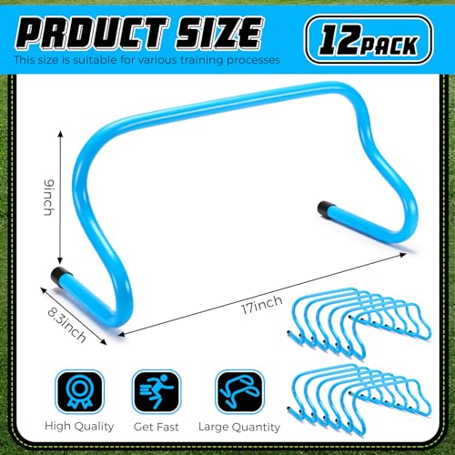 Wettarn 12 Pcs 9" Speed Training Agility Hurdles for Athletes Reliable Training Hurdle Plyometric All Purpose Practice Equipment for Soccer Basketball Football - color: Blue
