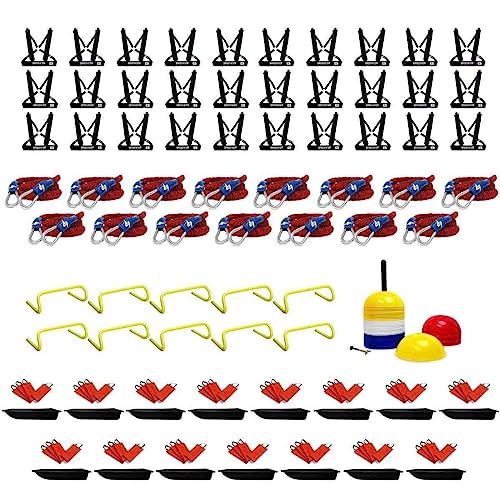 30 Athlete Speed Training System with Resistance Cords, Sleds, Harnesses, Towlines, and More- Comes with a 4-Week Training Guide