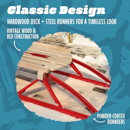 Flexible Flyer Metal Runner Sled. Steel & Wood Steering Snow Slider - style: 1-person 48"