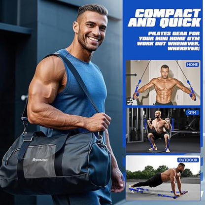 Ayombo Pilates Equipment, Heavy Duty Pilates Bar Kit with Resistance Bands, Portable Gym Adjustable Exercise Bands, Home Squat Training, Arm, Abs, Waist, Chest Strength Workout Equipment for Men - size: 330LBS
