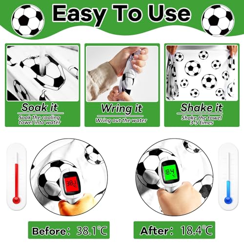 30Pcs Soccer Ball Cooling Towels for Neck and Face 40 x 12 Inch Sports Team Gifts Workout Ice Towel for Gym Sweat Microfiber Breathable Chilly Bulk Neck Wraps for Athletes Camping Travel Outdoor