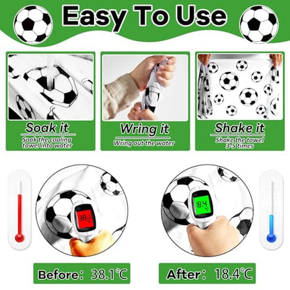 30Pcs Soccer Ball Cooling Towels for Neck and Face 40 x 12 Inch Sports Team Gifts Workout Ice Towel for Gym Sweat Microfiber Breathable Chilly Bulk Neck Wraps for Athletes Camping Travel Outdoor