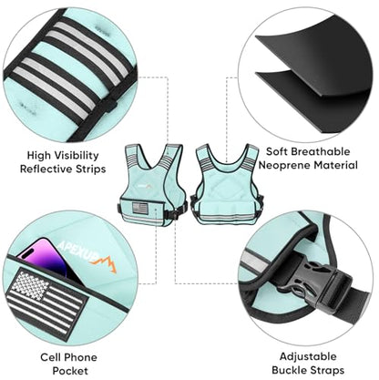 Adjustable Weighted Vest, 4-10lb/12-18lb/20-32lb Vest with 6 Ironsand Weights and Large Pocket, Weight Vest for Men Women Strength Training, Running, Walking - color: Pastel Blue, size: 12-18lbs