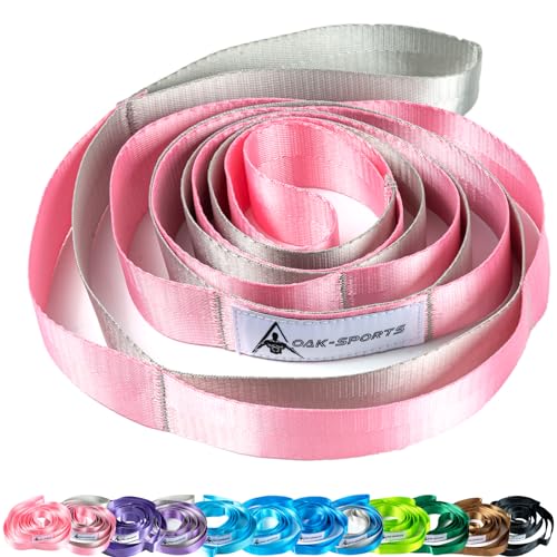 Oak-Sports Stretching Strap Yoga Strap for Physical Therapy with 10 Loops, Yoga Straps for Stretching, Upgraded Non-Elastic Stretch Band for Pilates, Dance and Gymnastics with Workout Guide