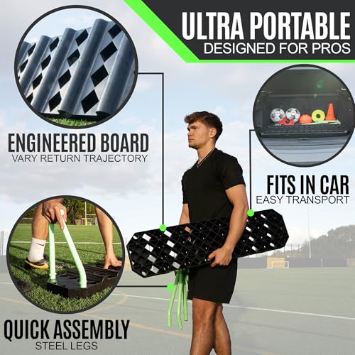 QuickPlay Replay Station 4-in-1 Soccer Rebounder Board - Portable Rebound Board for Backyard - Dual Surface, Dual Angle Soccer Passing Board for Passing & Reaction Skills - Soccer Training Equipment - style: Replay Station