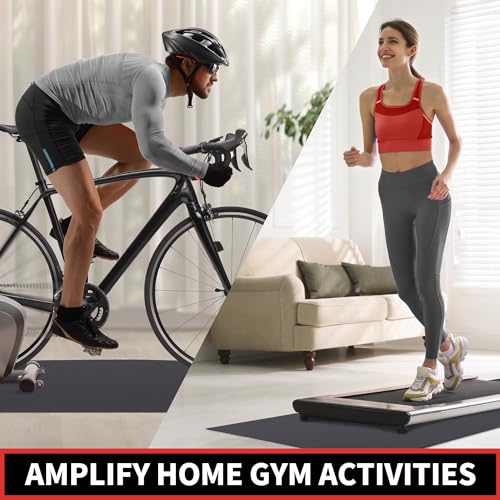 Treadmill Mat, 7'x3'/6'x3'/6'x2.5'/5.6'x2'/4'x2', 6mm Thick Exercise Equipment Gym Mat for Hardwood FloorCarpet, Compatible with Peloton Bike, Indoor Spin Bike, Elliptical - color: 72"x36"x6mm High-density-black
