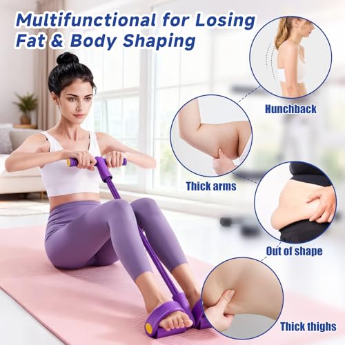 Pedal Resistance Band with Handles, 8 Tube Exercise Bands for Home Workout, Multifunctional Fitness Equipment for Abs, Waist, Legs & Full Body Training, Portable Foot Pedal Resistance Trainer