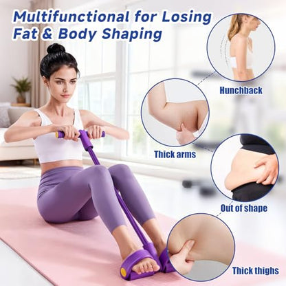 Pedal Resistance Band with Handles, 8 Tube Exercise Bands for Home Workout, Multifunctional Fitness Equipment for Abs, Waist, Legs & Full Body Training, Portable Foot Pedal Resistance Trainer