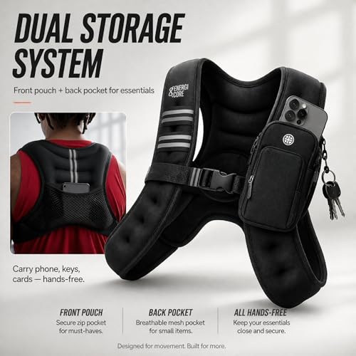 8 lb Weighted Vest for Women & Men – Adjustable Fit Workout Vest for Walking, Running, Cardio & HIIT | Fixed Weight Design, Breathable & No-Bounce | ENERGI CORE Fitness Gear