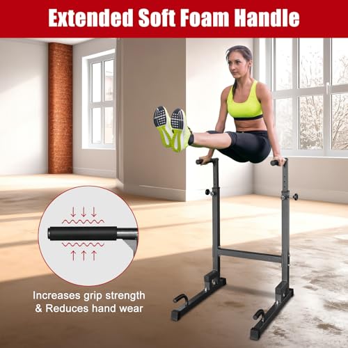 SwingIt Steel Frame Multi-Functional Home Gym Exercise Fitness Dip Stand Station with Adjustable Height, 500 Pound Capacity