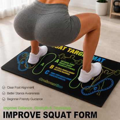 Squat Mat with Foot Position,Non-Slip Workout Mat for Squats & Leg Exercises, Improves Muscle Activation & Knee Support, Home Gym Fitness Mat,30 * 13.8"inch Squat Pad - color: Green Black