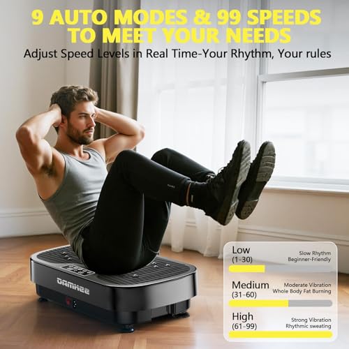 Vibrating Board Exercise Machine, 9 Modes Vibration Platform for Lymphatic Drainage, 3D Upgrade Vibrating Board for Weight Loss, Home Body Fitness Equipment (Purple)