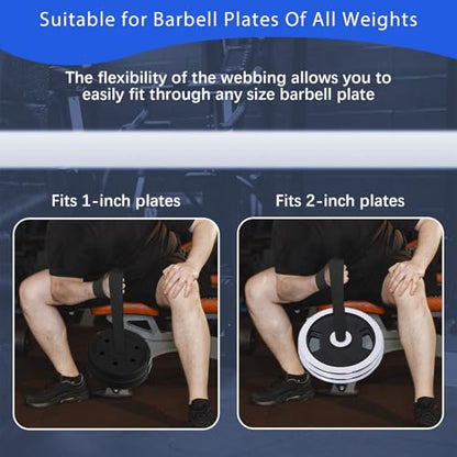 1Pcs Arm Wrestling Training Loading Strap Belt Hand Grip Fitness Equipment Wrist Forearm and Biceps Workouts Muscle Strength Tools Suitable 1-2 inches Barbell Plates Durable Loop Weight Plate(Black)