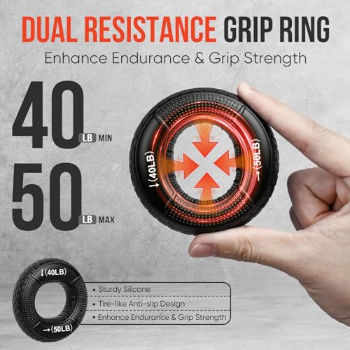TEAWOO 4-Pack Grip Strength Trainer Kit, Adjustable Forearm Strengthener, Black Hand Grip Strengthener Balls, Finger Exerciser & Stretcher for Strength Training, Recovery & Flexibility