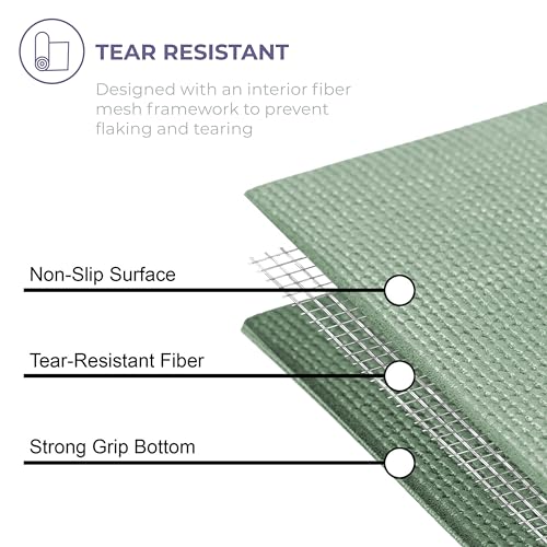 Voyage Yoga Mat, 10 Pack, 72" x 24" Professional Studio and Gym Bulk Yoga Mats, 5mm Thick, Durable, Anti-Tear, Non Slip Fitness and Exercise Mats - color: Sage