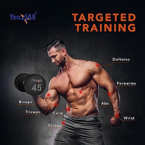 Yes4All Urethane Dumbbell with Anti-Slip Knurled Handle 5-50 LB for Muscle Building - Sold Individually - color: H1. 40 Pounds
