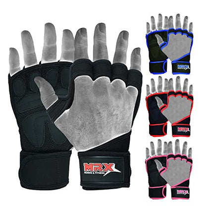 MRX BOXING & FITNESS Workout Gloves for Men and Women Ventilated Weight Lifting Gloves with Wrist Wraps Sticky Palm Protection with Extra Grip Gym Gloves for Exercise Pull Ups, Cross Training