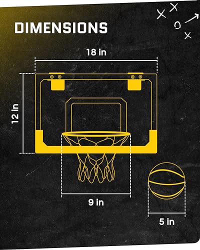 SKLZ Pro Mini Indoor Basketball Hoop with Ball, Over the Door, Shatter-Proof Backboard, Spring-Action Break-Away Steel Rim, Great for Home, Dorm Room, and Office - style: Standard