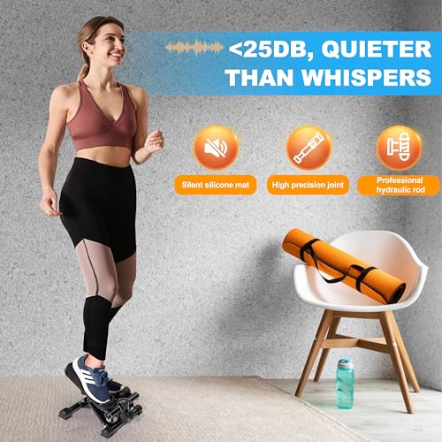 TOPMAJOR Steppers for Exercise at Home with 330 lbs Weight Capacity, Resistance Bands & Non-Slip Mat for Full Body Workout, Adjustable Height Hydraulic Stepper with LCD to Monitor Steps & Time