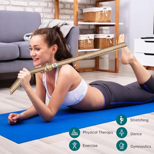 Yoga Exercise Adjustable Straps 8FT with Durable D-Ring for Pilates & Gym Workouts | Hold Poses, Stretch, Improve Flexibility & Maintain Balance - color: Cyan&Pink
