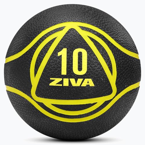 ZIVA Medicine Ball – Durable Rubber Weighted Ball with Easy-Grip Textured Shell for Core, Balance and Strength Training – Commercial Quality (Black, 4–20 lb) - style: 10lb Black
