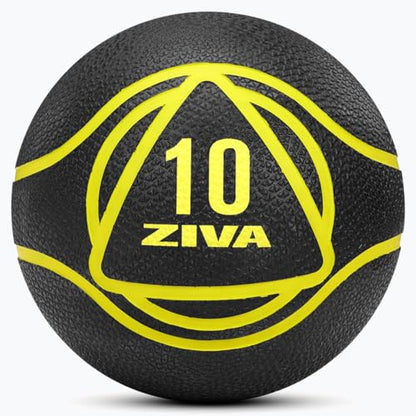 ZIVA Medicine Ball – Durable Rubber Weighted Ball with Easy-Grip Textured Shell for Core, Balance and Strength Training – Commercial Quality (Black, 4–20 lb) - style: 10lb Black