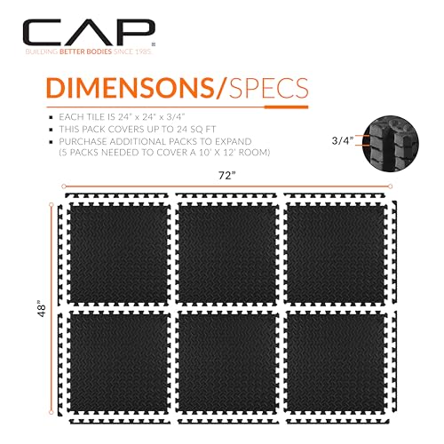 CAP Puzzle Exercise Mats | 3/4” Thick EVA Interlocking Foam Tiles for Home Gym Flooring | Multiple Options