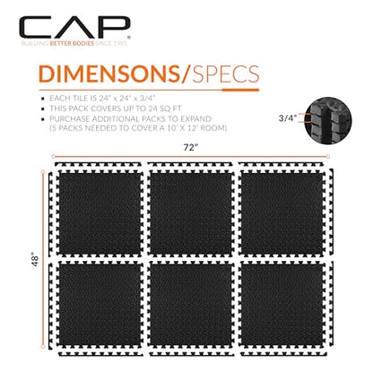 CAP Puzzle Exercise Mats | 3/4” Thick EVA Interlocking Foam Tiles for Home Gym Flooring | Multiple Options