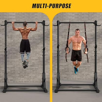 Squat Rack with Pull Up Bar, Heavy Duty 600LBS Weight Capacity Squat Rack for Home Gym, Adjustable Multi-Functional Power Racks Strength Training Fitness Equipment