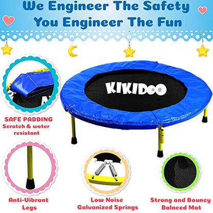 Toddler Trampoline with Handle - 36" Kids Trampoline with Handle - Mini Trampoline w/Sturdy Frame, Coil Spring, Safety Padded Cover -Heavy Duty Mini Trampoline Indoor Outdoor Toddler Trampoline