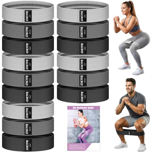 15PCS Fabric Resistance Bands for PT& Yoga Class, Athletes Training, Home Gym Exercise, Non-Slip Booty Bands Bulk Set for Glute, Leg Bands for Women, 3 Resistance Levels with Carry Bag