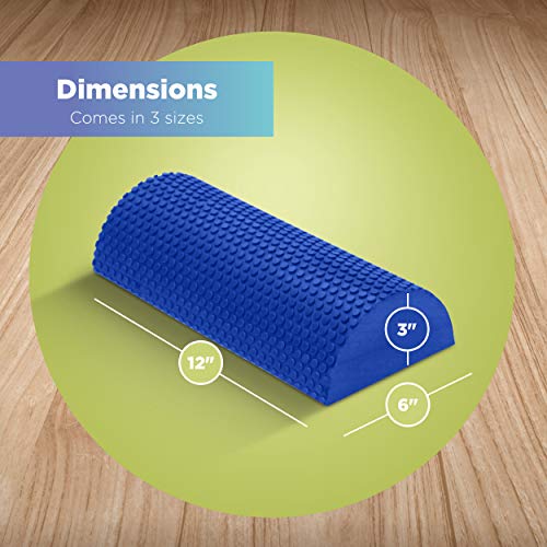 High Density EVA Foam Roller for Physical Therapy – Deep Tissue Massager with Textured Bumps for Myofascial Release & Fitness Training - Lightweight & Durable 12" Half Foam Roller – Made in the USA - size: 12" Half Roller