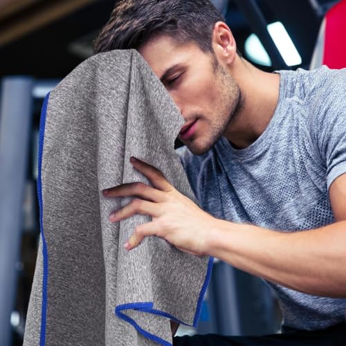 Microfiber Gym Towels 3 Pack, Quick Dry Workout Towel, Fast Drying Sweat Towel for Men & Women, Workout Gear, Yoga, Camping, Hiking, Gym Gifts - 16x26.8 Inch, Heather Grey