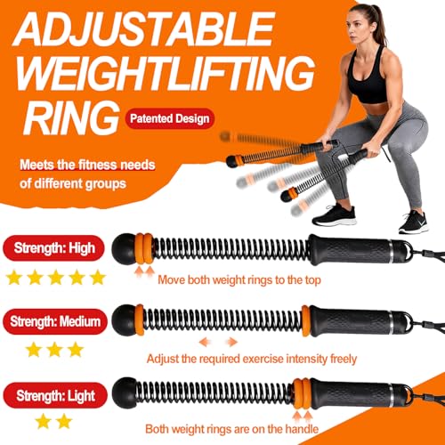 Upgrade Portable Ropeless Battle Ropes - Adjustable Weights Cordless Battle Ropes for Home Gym with Training Poster - Battle Rope Sticks Exercise Equipment for Low-Impact Workout, HIIT & Cardio