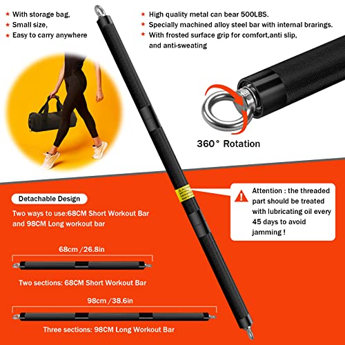 Portable Home Gym Resistance Band Set With8 Anti-Break Bands, Detachable 500LBS Pilates Bar, Full Body Workout Equipment w/Ankle Straps & Door Anchor - style: Black