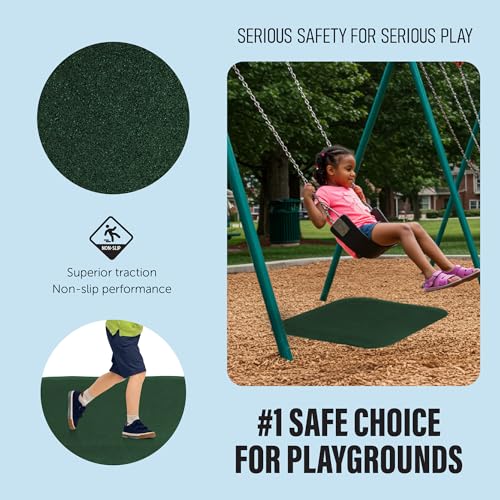 Playsafer Heavy Duty Commercial Rubber Playground Mat for Slides and Swings | 1.5" Thick | 36" X 36" Square Mat - size: 1 Pack
