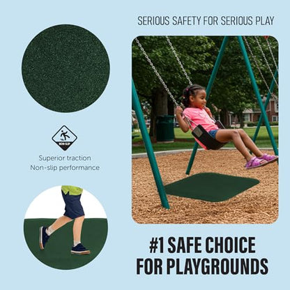 Playsafer Heavy Duty Commercial Rubber Playground Mat for Slides and Swings | 1.5" Thick | 36" X 36" Square Mat - size: 1 Pack