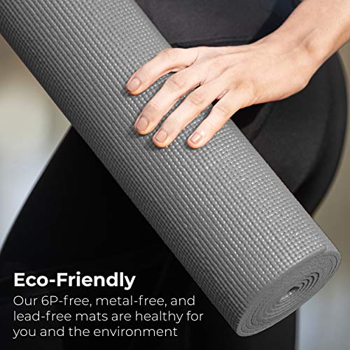 10 Pack Yoga Mat With Carrying Strap, 68"x24"x4mm Thick - color: Cool Gray