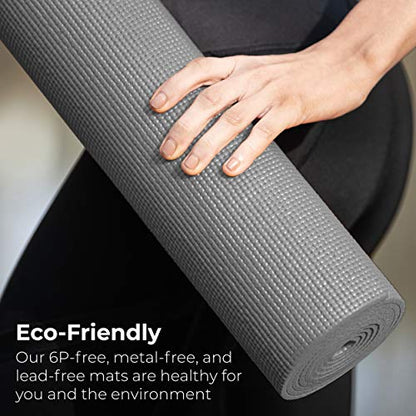 10 Pack Yoga Mat With Carrying Strap, 68"x24"x4mm Thick - color: Cool Gray