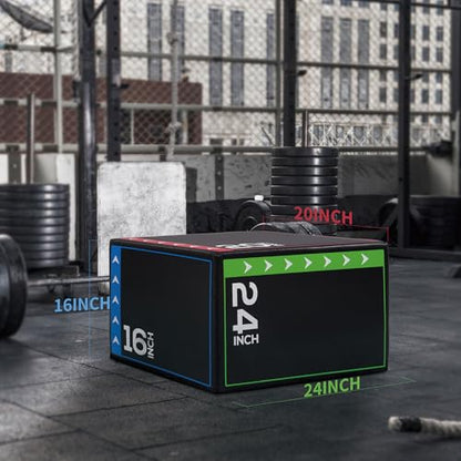 BalanceFrom 3-in-1 Foam Plyometric Jump Box for Home Gym with Multiple Height Options – Versatile Plyo with Non-Slip Surface for Strength, HIIT, Step-Ups, and Agility Training
