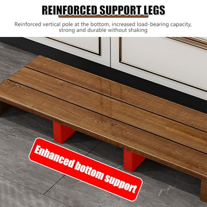 Solid Wood Step Stool,Non-Slip Platform Step Safety Step,Portable Wooden Stand up,Long Footstool Helper,High Load Capacity,for Deck Bathroom Garages Long Solid Wood Step Stool(Wood Color,60x30x15cm)