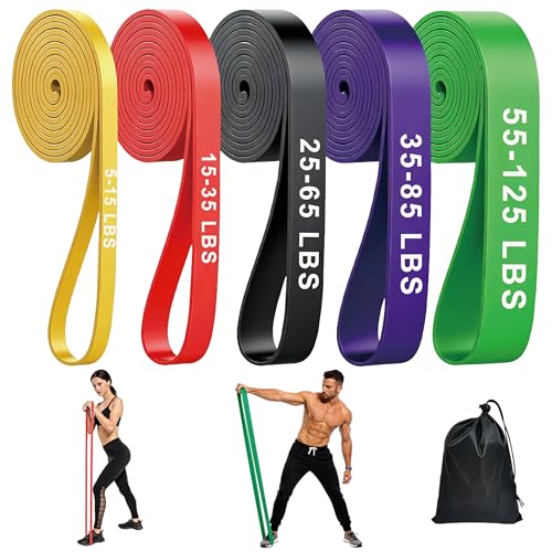 Resistance Bands, Pull Up Assistance Bands, 5-Level Heavy Duty Exercise Bands for Working Out, Stretch Workout Bands for Men & Women, Fitness Elastic Bands for Home Gym & Physical Therapy