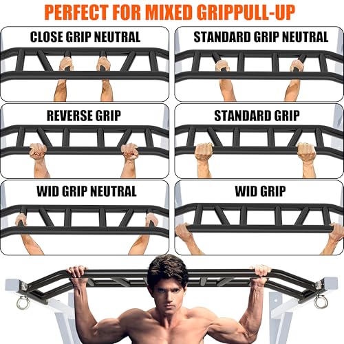 Upgrade Pull Up Bar Wall Mounted,Heavy Duty Multi Grip Chin Up Bar for Strength Training, 600 lbs Capacity, Durable Steel Construction, Perfect for Home and Garage Workouts - color: White and Black