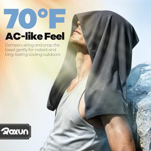 ROXUN Cooling Towels, 4 Pack (40''x12'') Chilly Ice Rags for Neck and Face - color: 2 Gray+2 Dark Gray